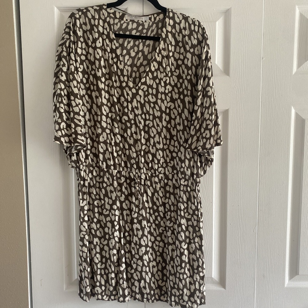 Seafolly Australia Animal Print Cover Up Dress Womens Size S Brown Viscose Boho